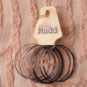 Mudd bangle bracelets, NWT. Silver, 11 single bracelets.